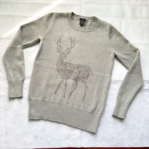 Reindeer Gray Sweatshirt Crew Neck Pullover, EUC - Picture 3 of 16